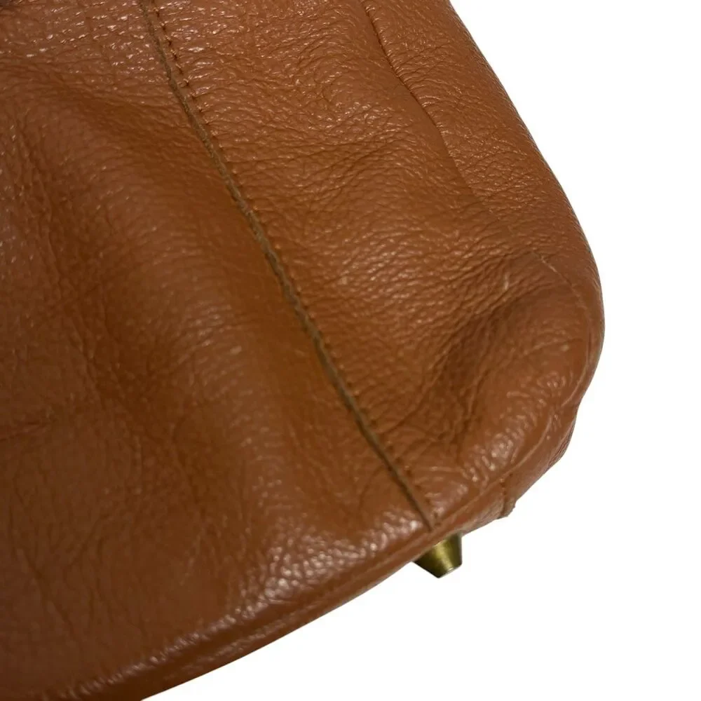Joes Jeans Purse Satchel Bag Pebbled Leather Double Handle Brown